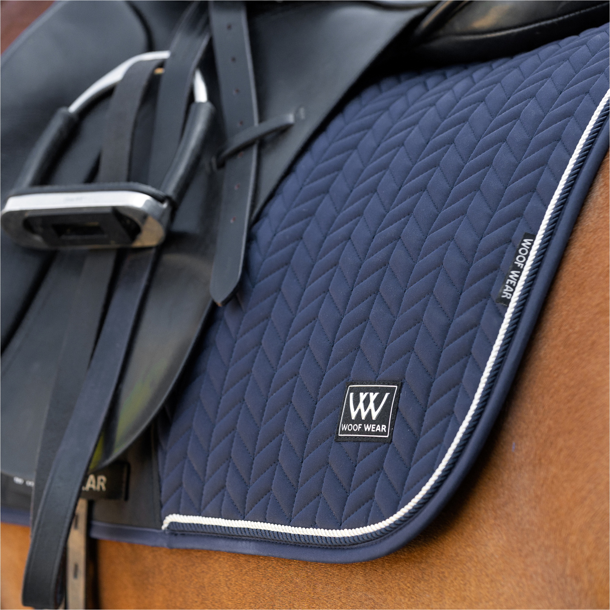2025 Woof Wear Herringbone Dressage Tapis De Selle WS0043-NANA - Navy